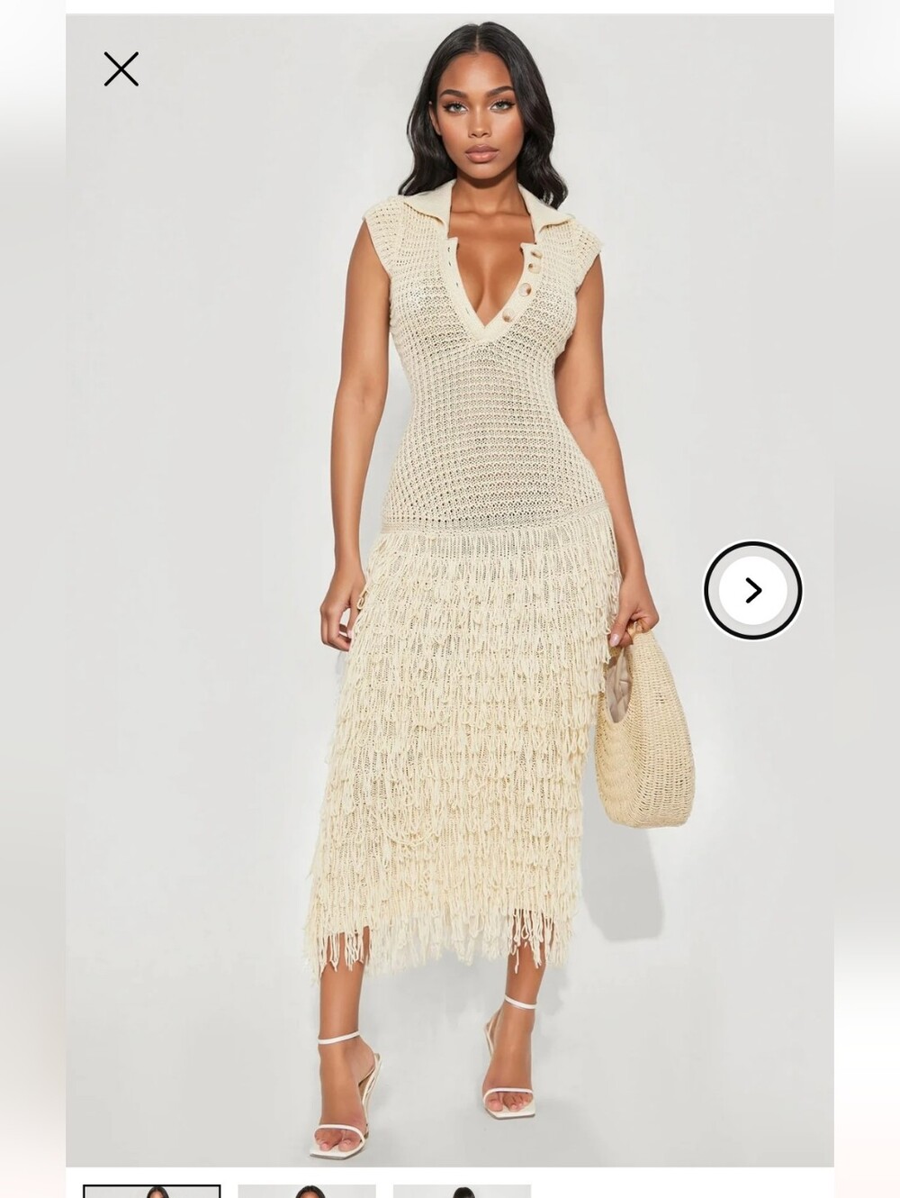 Catalina Crochet Maxi Dress - Cream